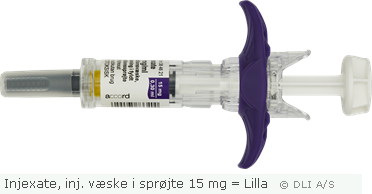 Injexate, inj. væske i sprøjte 15 mg = Lilla