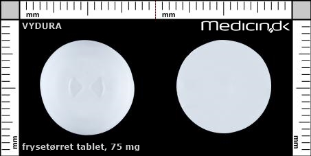 frysetørrede tabletter 75 mg 